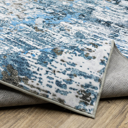 Sumter Abstract Blue/ Ivory Flat Weave Rug