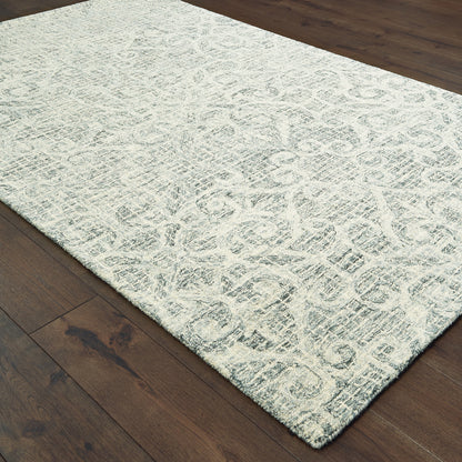 Tallavera Distressed Grey/ Ivory Trefoil Loop Pile Rug