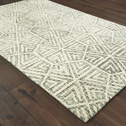 Tallavera Distressed Grey/ Ivory Geometric Loop Pile Rug