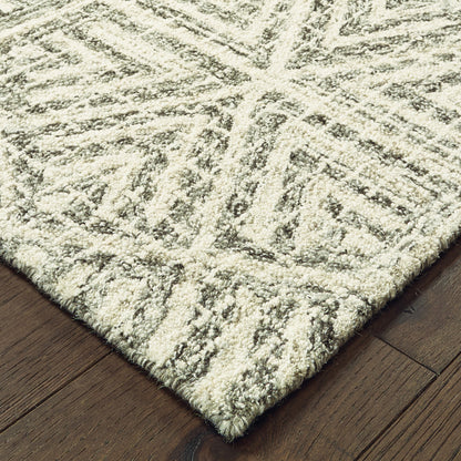 Tallavera Distressed Grey/ Ivory Geometric Loop Pile Rug