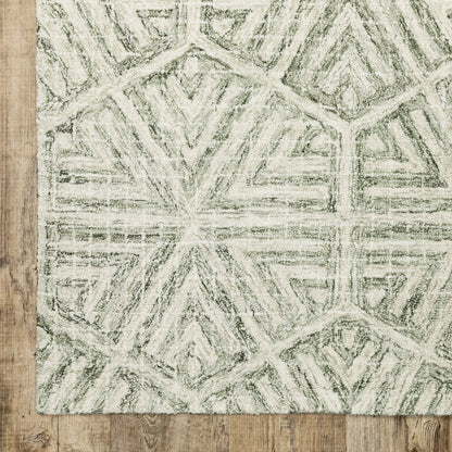 Tallavera Distressed Grey/ Ivory Geometric Loop Pile Rug