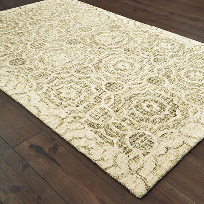 Tallavera Distressed Green/ Ivory Geometric Loop Pile Rug
