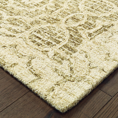 Tallavera Distressed Green/ Ivory Geometric Loop Pile Rug
