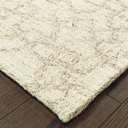 Tallavera Distressed Tan/ Ivory Geometric Loop Pile Rug