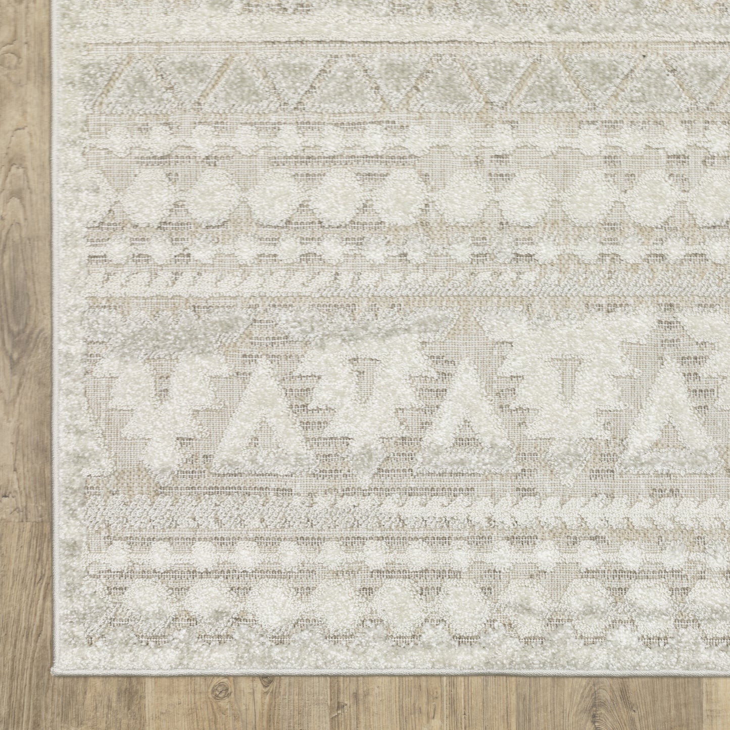 Tangier Distressed Beige/ Ivory Stripe Mixed Pile Rug