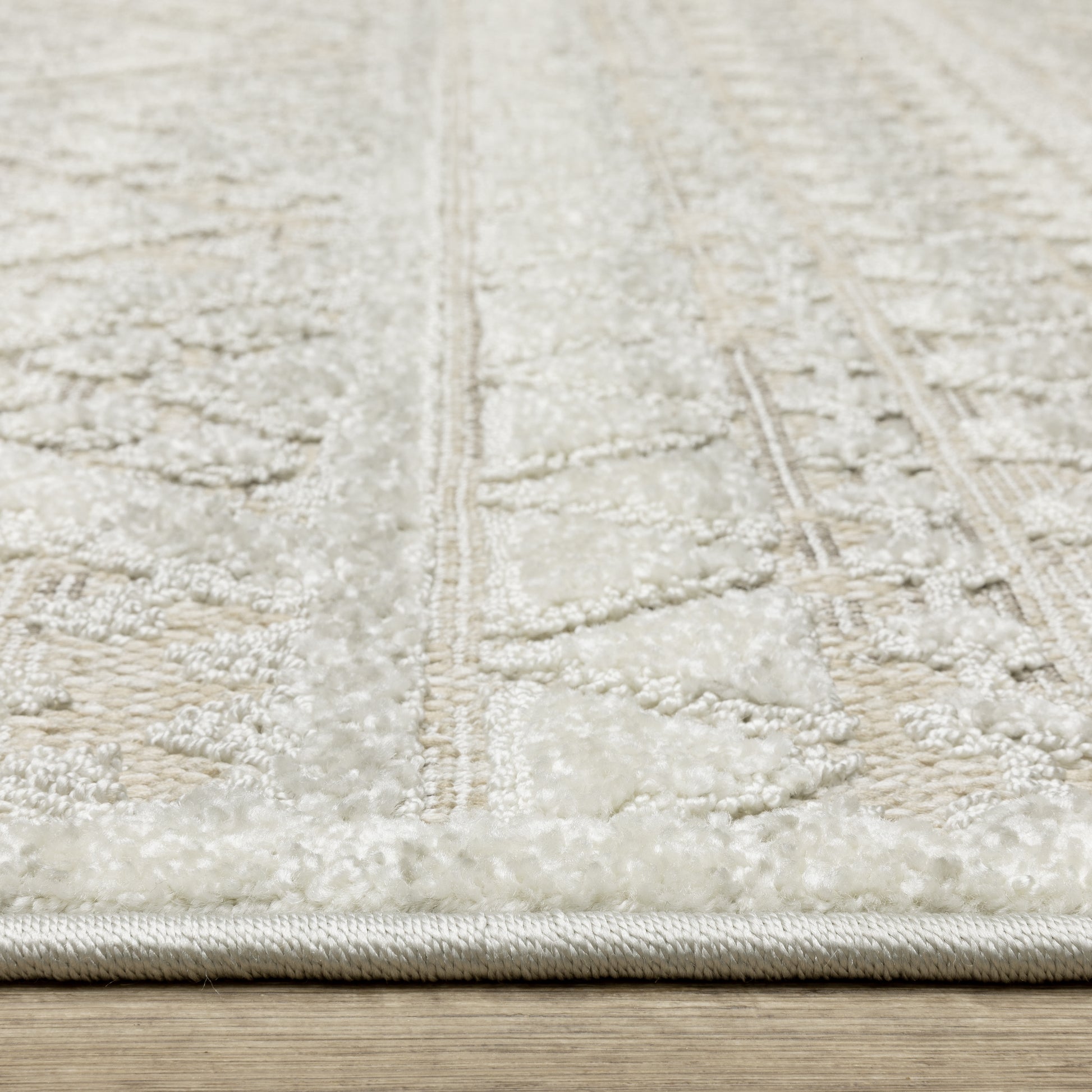 Tangier Distressed Beige/ Ivory Stripe Mixed Pile Rug