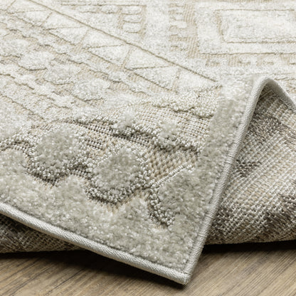 Tangier Distressed Beige/ Ivory Stripe Mixed Pile Rug
