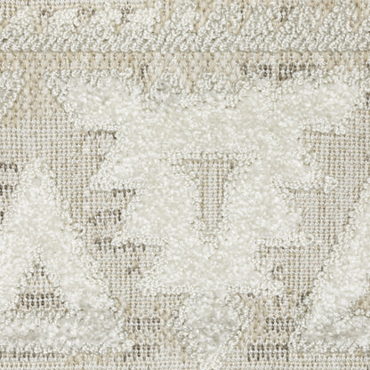 Tangier Distressed Beige/ Ivory Stripe Mixed Pile Rug
