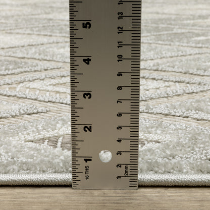 Tangier Lattice Beige/ Grey Geometric Mixed Pile Rug