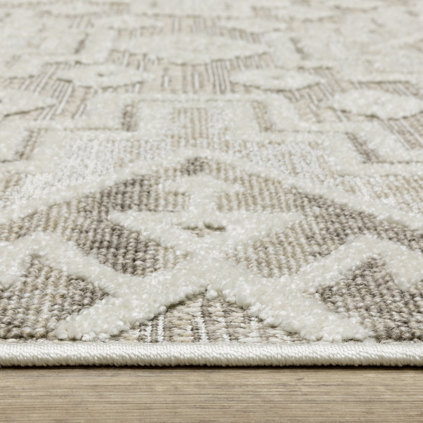 Tangier Medallion Beige/ Brown Border Mixed Pile Rug