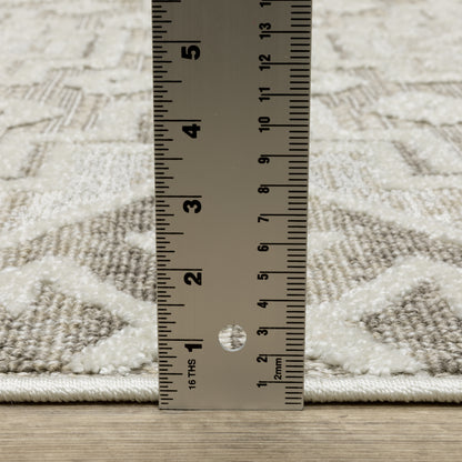 Tangier Medallion Beige/ Brown Border Mixed Pile Rug