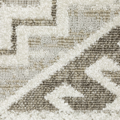 Tangier Medallion Beige/ Brown Border Mixed Pile Rug