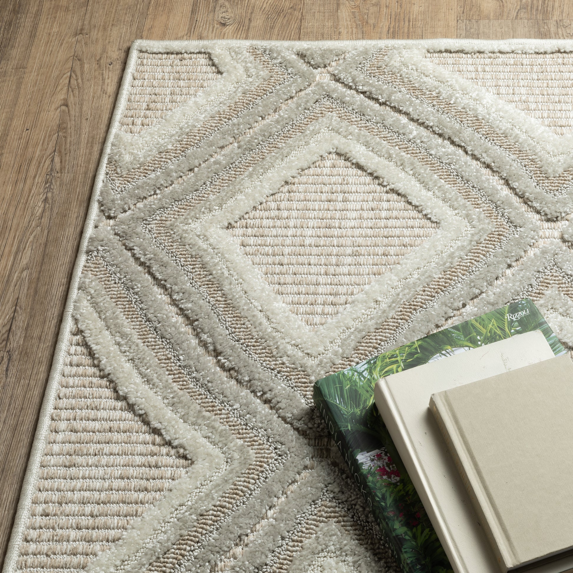 Tangier Lattice Grey/ Beige Geometric Mixed Pile Rug