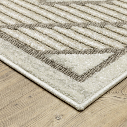 Tangier Stripe Beige/ Brown Lattice Mixed Pile Rug