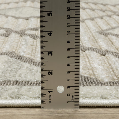 Tangier Stripe Beige/ Brown Lattice Mixed Pile Rug