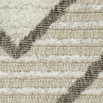 Tangier Stripe Beige/ Brown Lattice Mixed Pile Rug