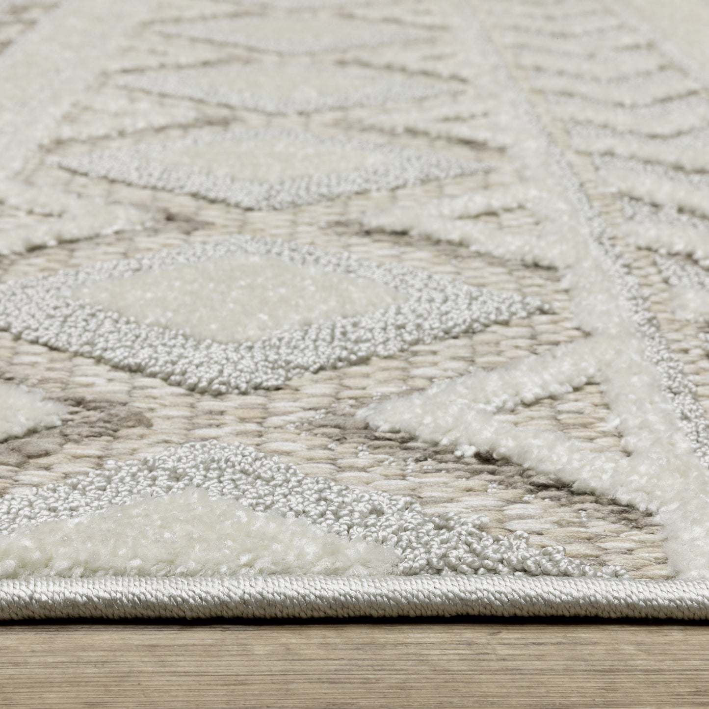 Tangier Stripe Grey/ Beige Geometric Mixed Pile Rug
