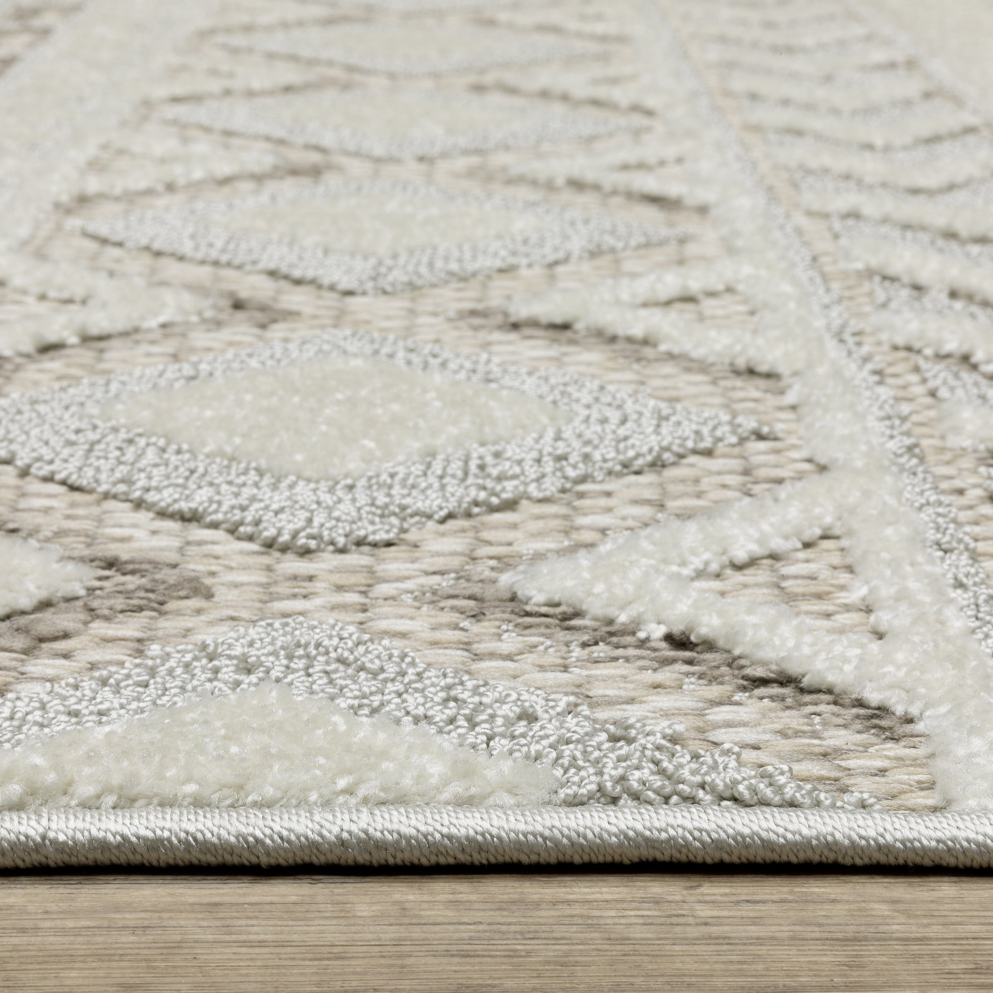 Tangier Stripe Grey/ Beige Geometric Mixed Pile Rug