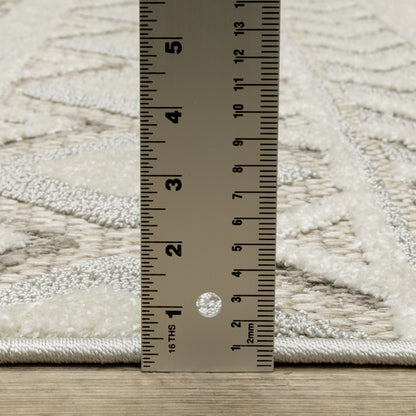 Tangier Stripe Grey/ Beige Geometric Mixed Pile Rug