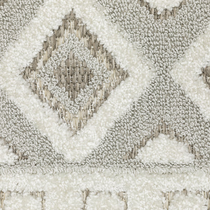 Tangier Stripe Grey/ Beige Geometric Mixed Pile Rug