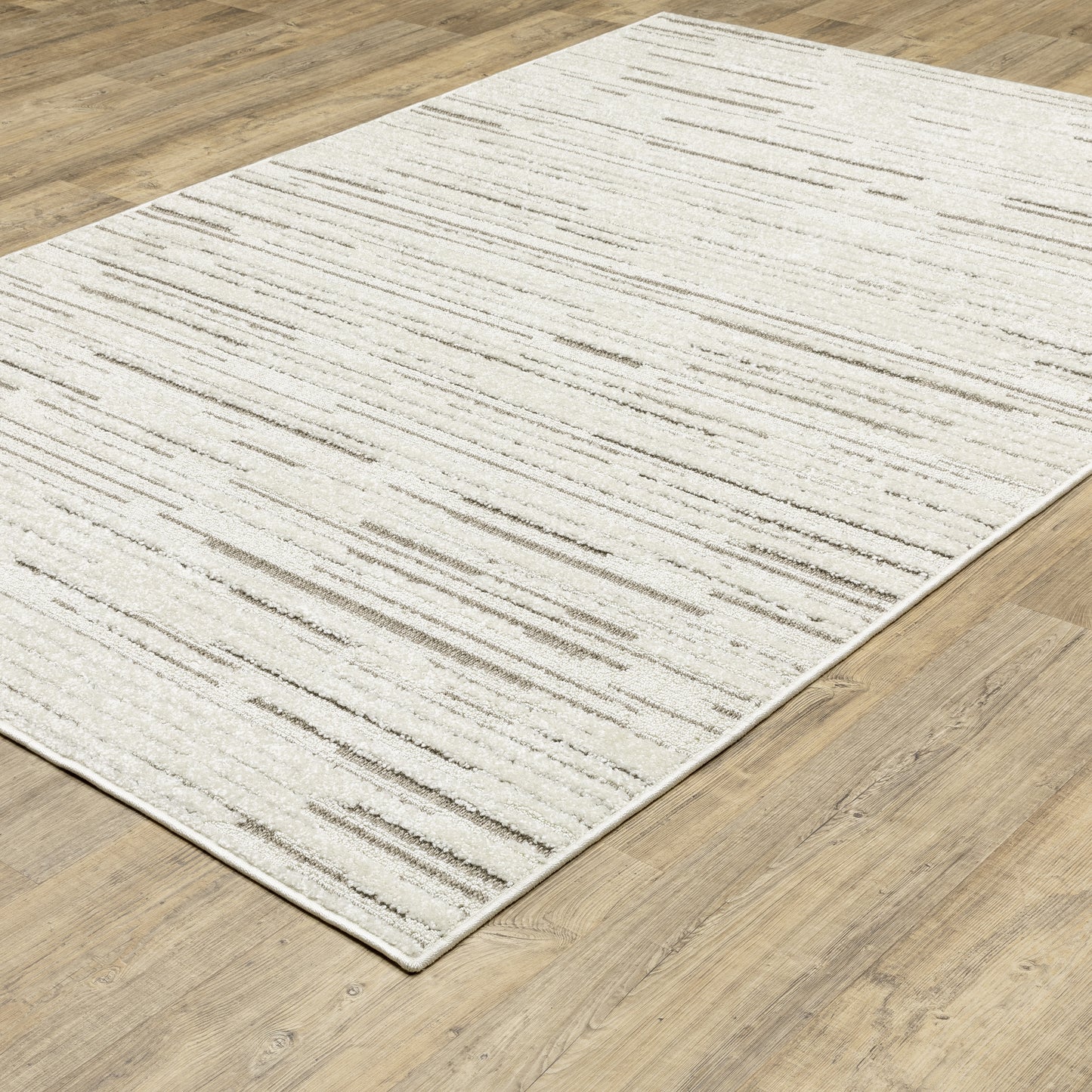 Tangier Stripe Ivory/ Brown Abstract Mixed Pile Rug