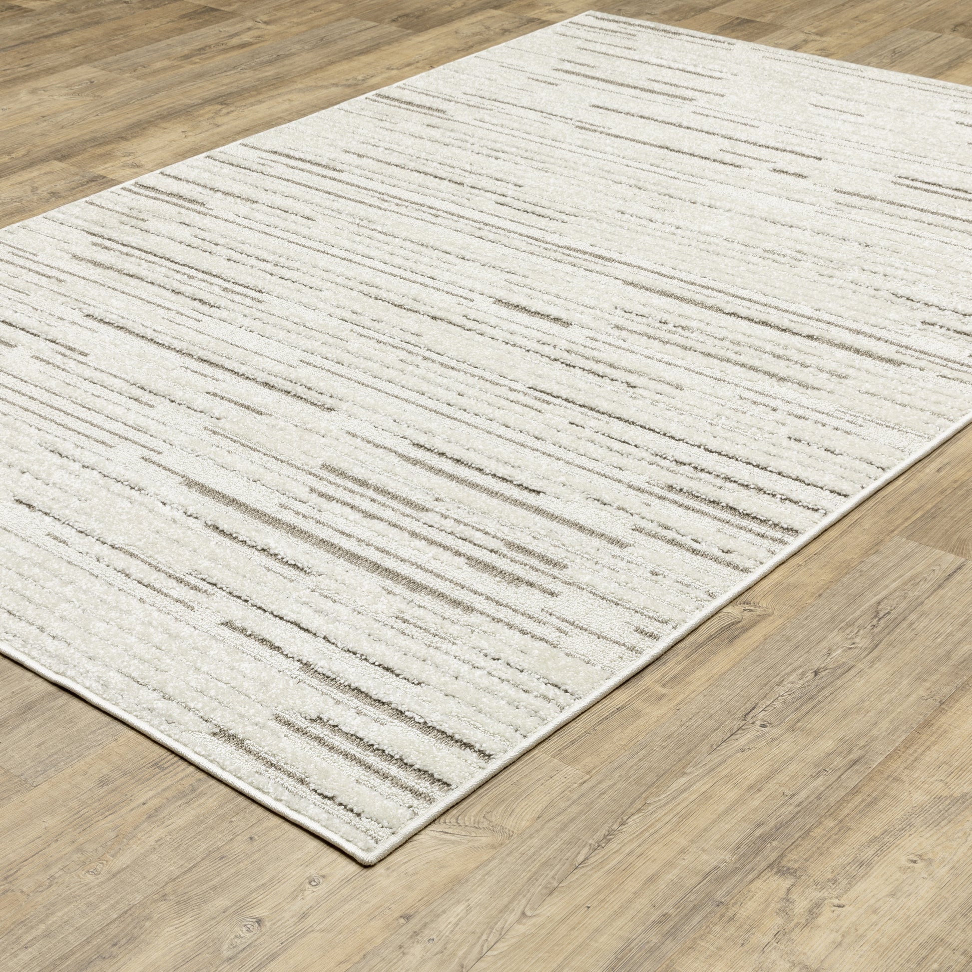 Tangier Stripe Ivory/ Brown Abstract Mixed Pile Rug