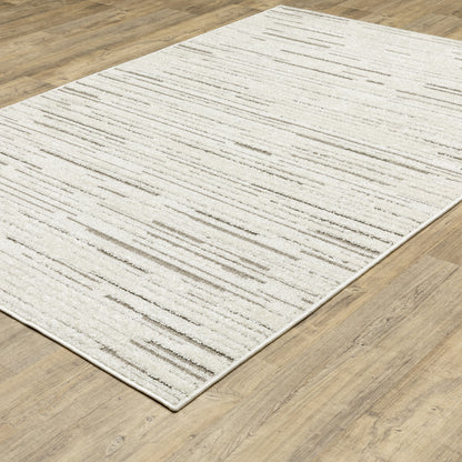Tangier Stripe Ivory/ Brown Abstract Mixed Pile Rug