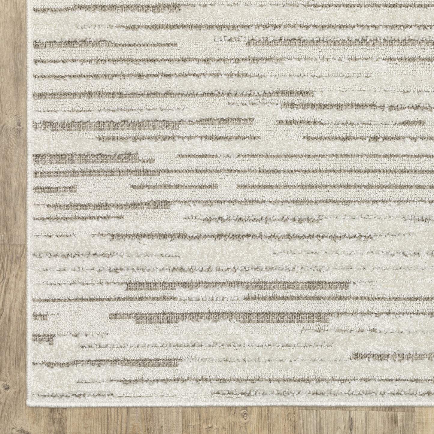 Tangier Stripe Ivory/ Brown Abstract Mixed Pile Rug