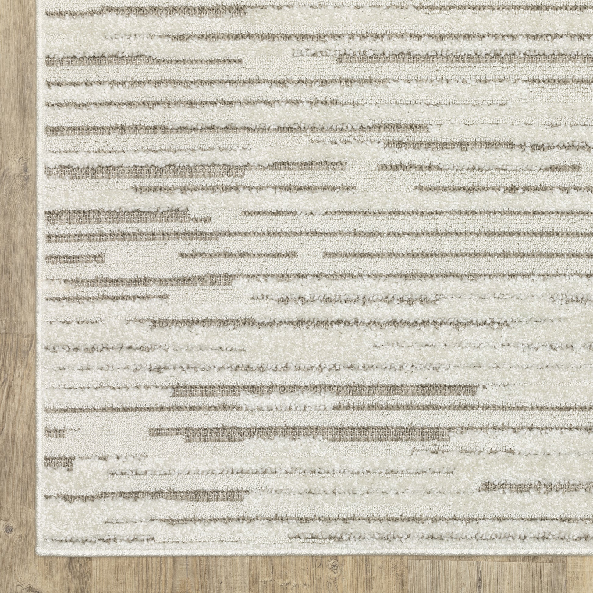 Tangier Stripe Ivory/ Brown Abstract Mixed Pile Rug