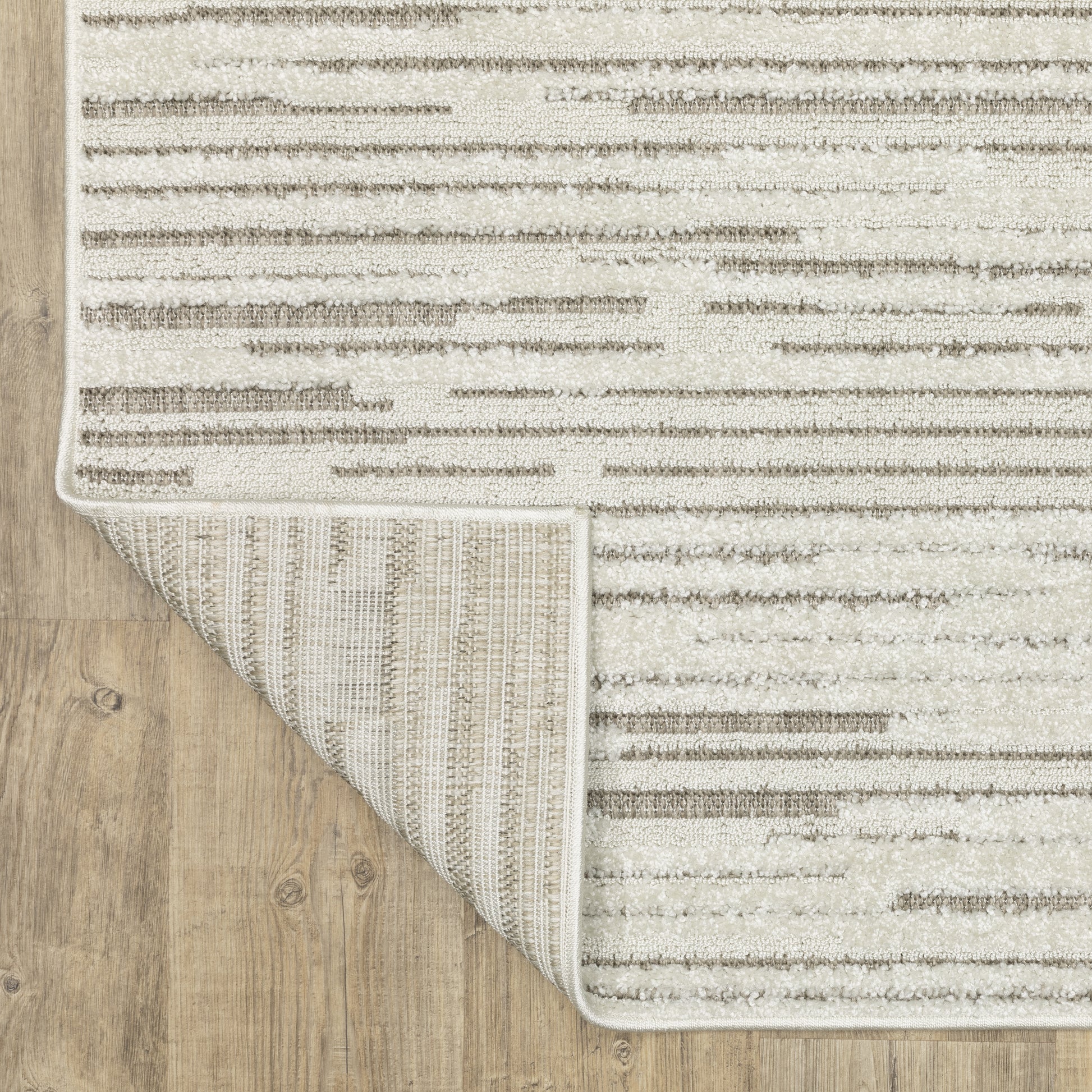 Tangier Stripe Ivory/ Brown Abstract Mixed Pile Rug