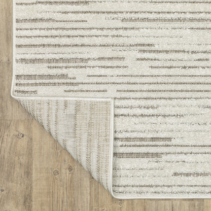 Tangier Stripe Ivory/ Brown Abstract Mixed Pile Rug