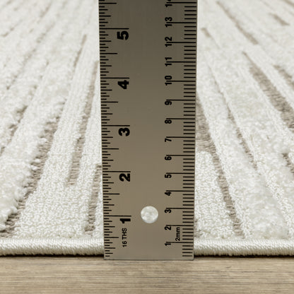 Tangier Stripe Ivory/ Brown Abstract Mixed Pile Rug