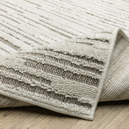 Tangier Stripe Ivory/ Brown Abstract Mixed Pile Rug