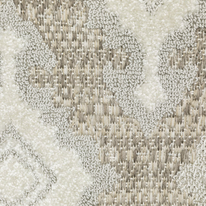 Tangier Ikat Beige/ Grey Lattice Mixed Pile Rug