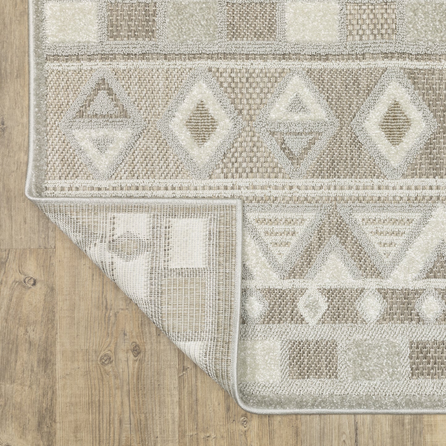Tangier Stripe Beige/ Grey Geometric Mixed Pile Rug