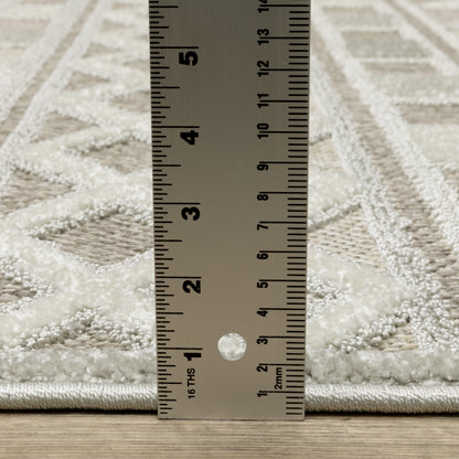 Tangier Stripe Beige/ Grey Geometric Mixed Pile Rug