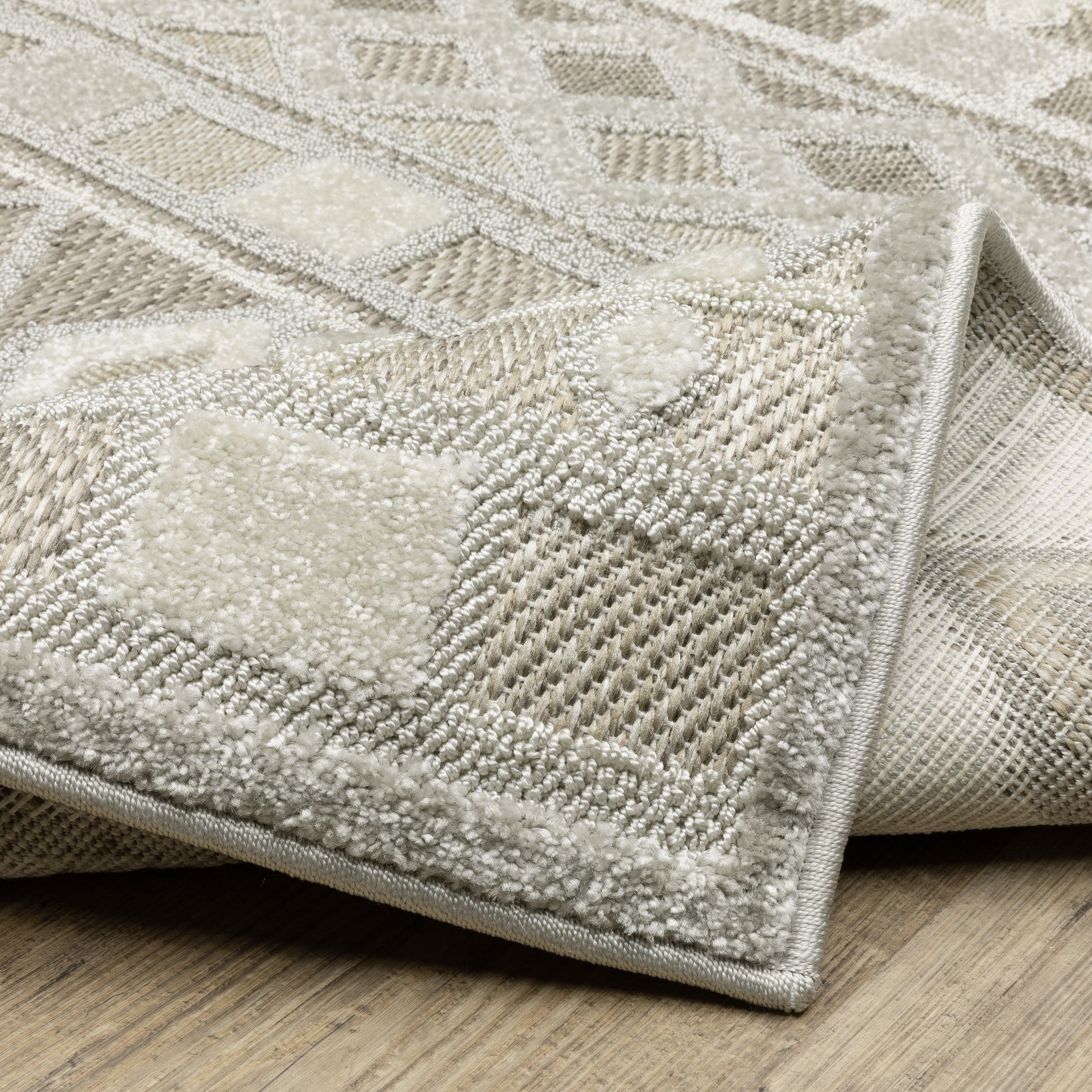 Tangier Stripe Beige/ Grey Geometric Mixed Pile Rug