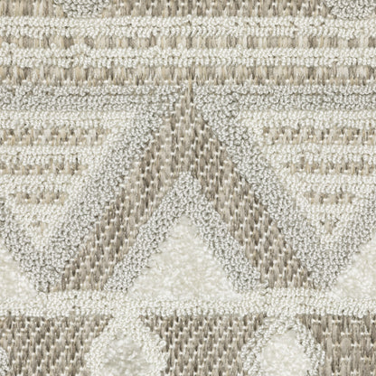 Tangier Stripe Beige/ Grey Geometric Mixed Pile Rug