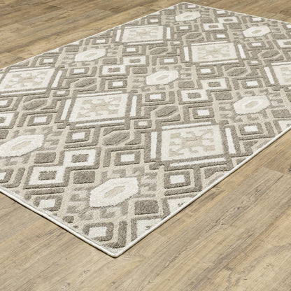 Tangier Geometric Brown/ Beige Mixed Pile Rug