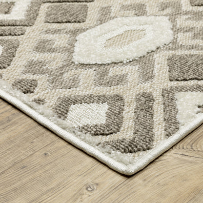Tangier Geometric Brown/ Beige Mixed Pile Rug