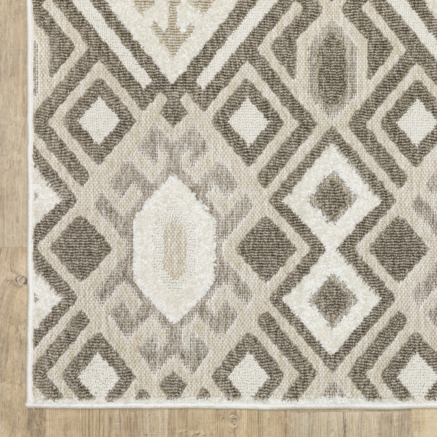 Tangier Geometric Brown/ Beige Mixed Pile Rug