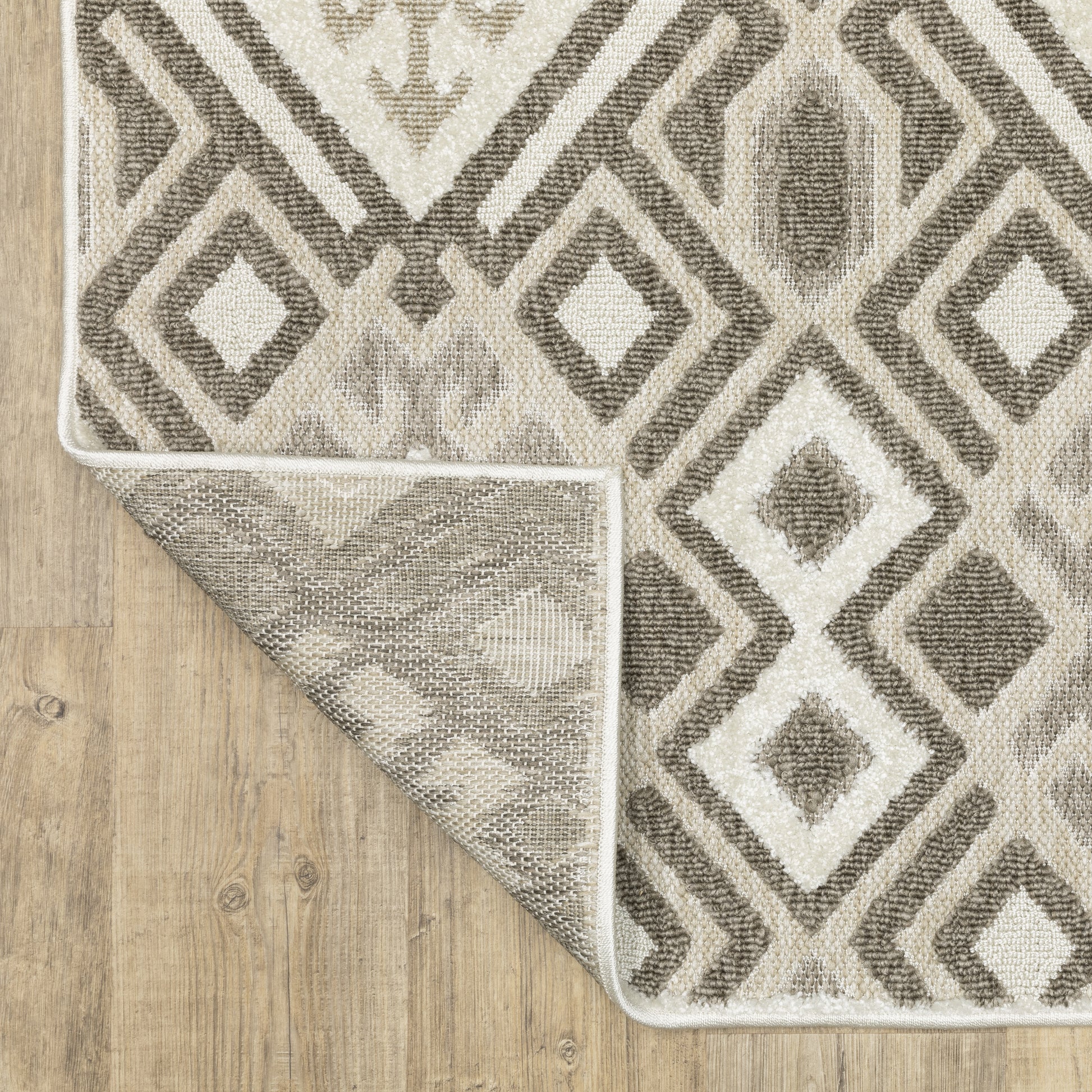 Tangier Geometric Brown/ Beige Mixed Pile Rug