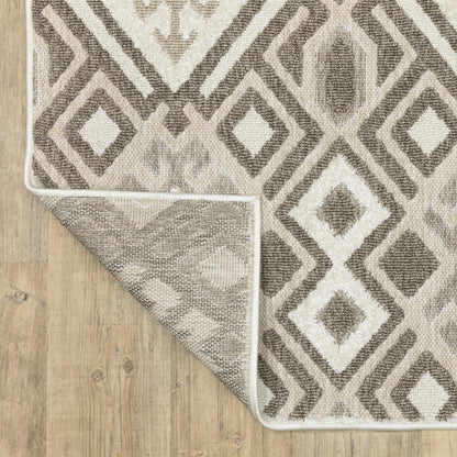 Tangier Geometric Brown/ Beige Mixed Pile Rug
