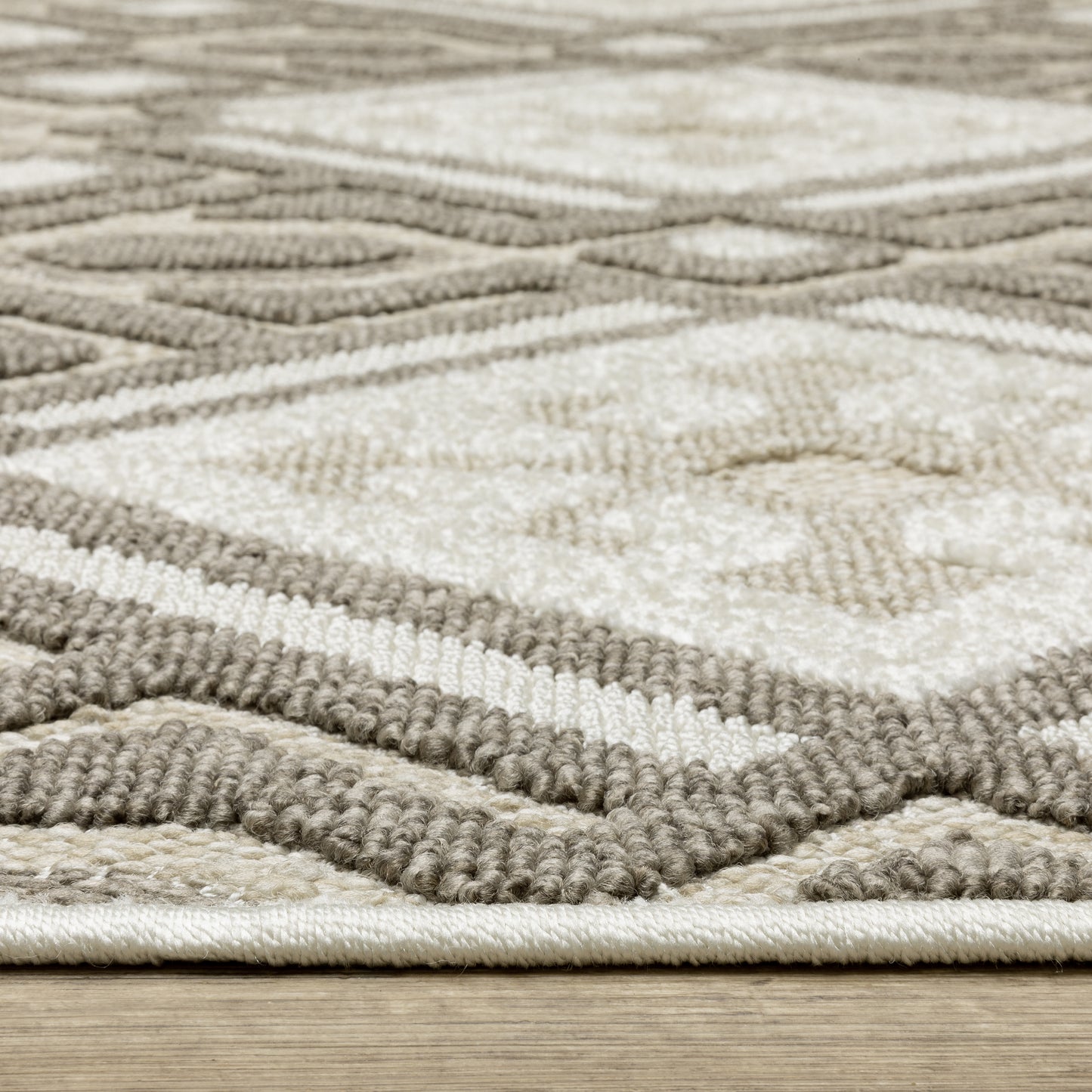 Tangier Geometric Brown/ Beige Mixed Pile Rug