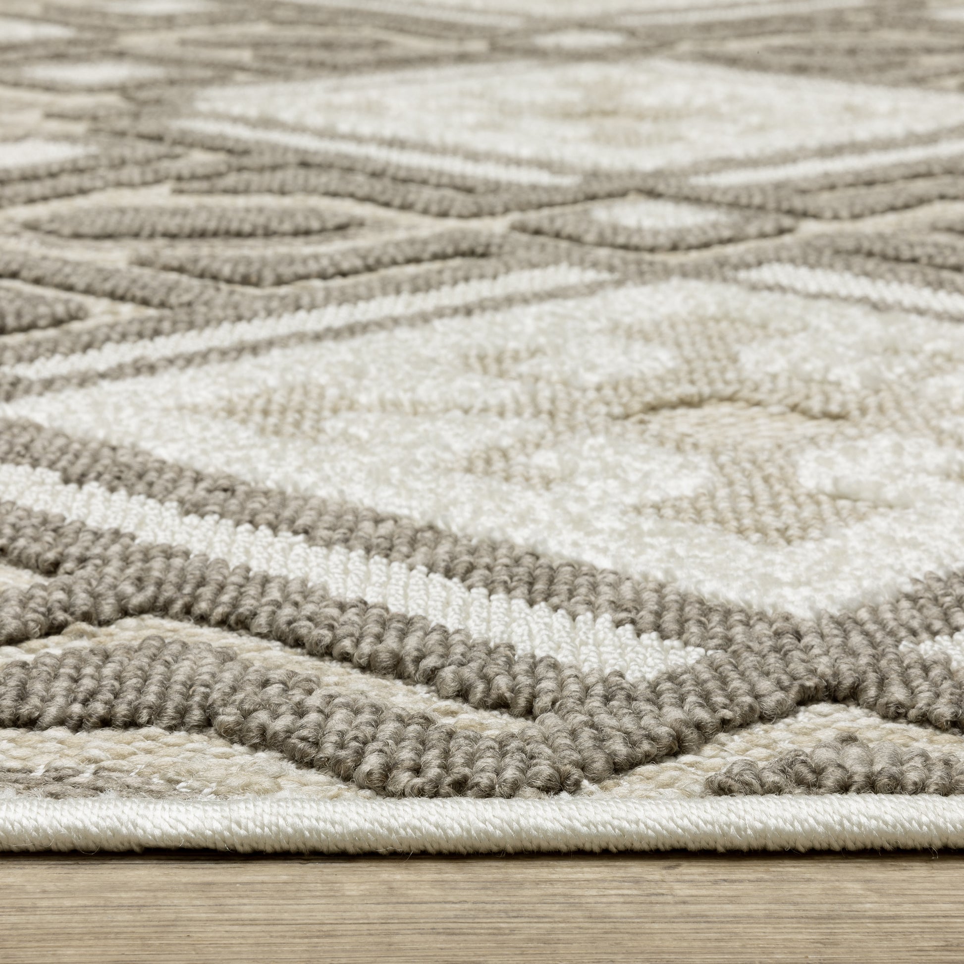 Tangier Geometric Brown/ Beige Mixed Pile Rug