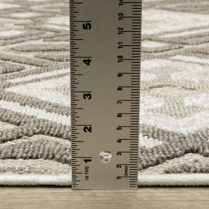 Tangier Geometric Brown/ Beige Mixed Pile Rug