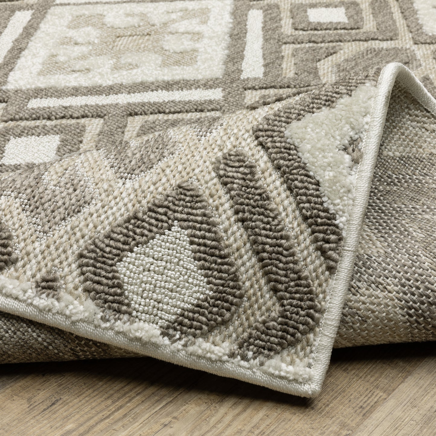 Tangier Geometric Brown/ Beige Mixed Pile Rug
