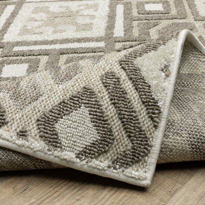 Tangier Geometric Brown/ Beige Mixed Pile Rug