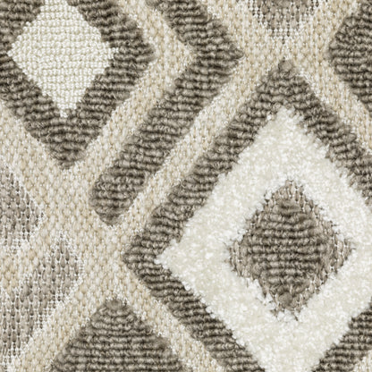 Tangier Geometric Brown/ Beige Mixed Pile Rug