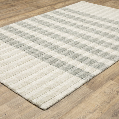 Thatcher Stripe Beige/ Grey Distressed Mixed Pile Rug